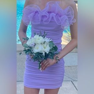 lavander short ruffled dress